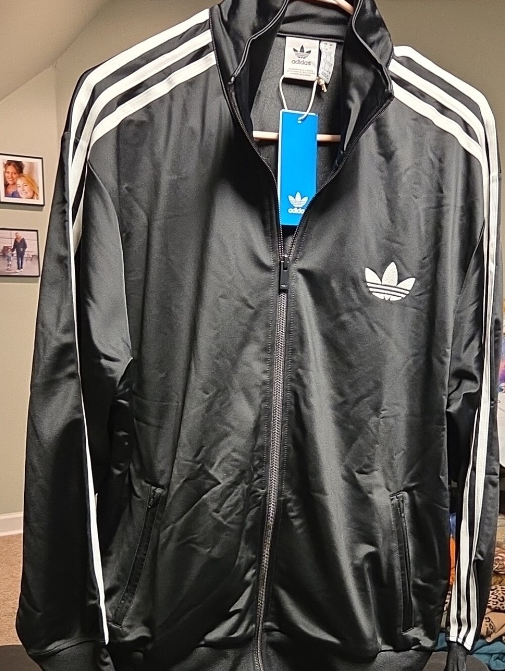 Adidas Black Track Jacket with White Stripes